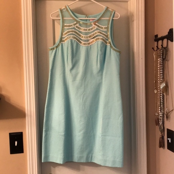 Lilly Pulitzer Tia Shift Dress, Pool Blue, Size 2 - Picture 2 of 6